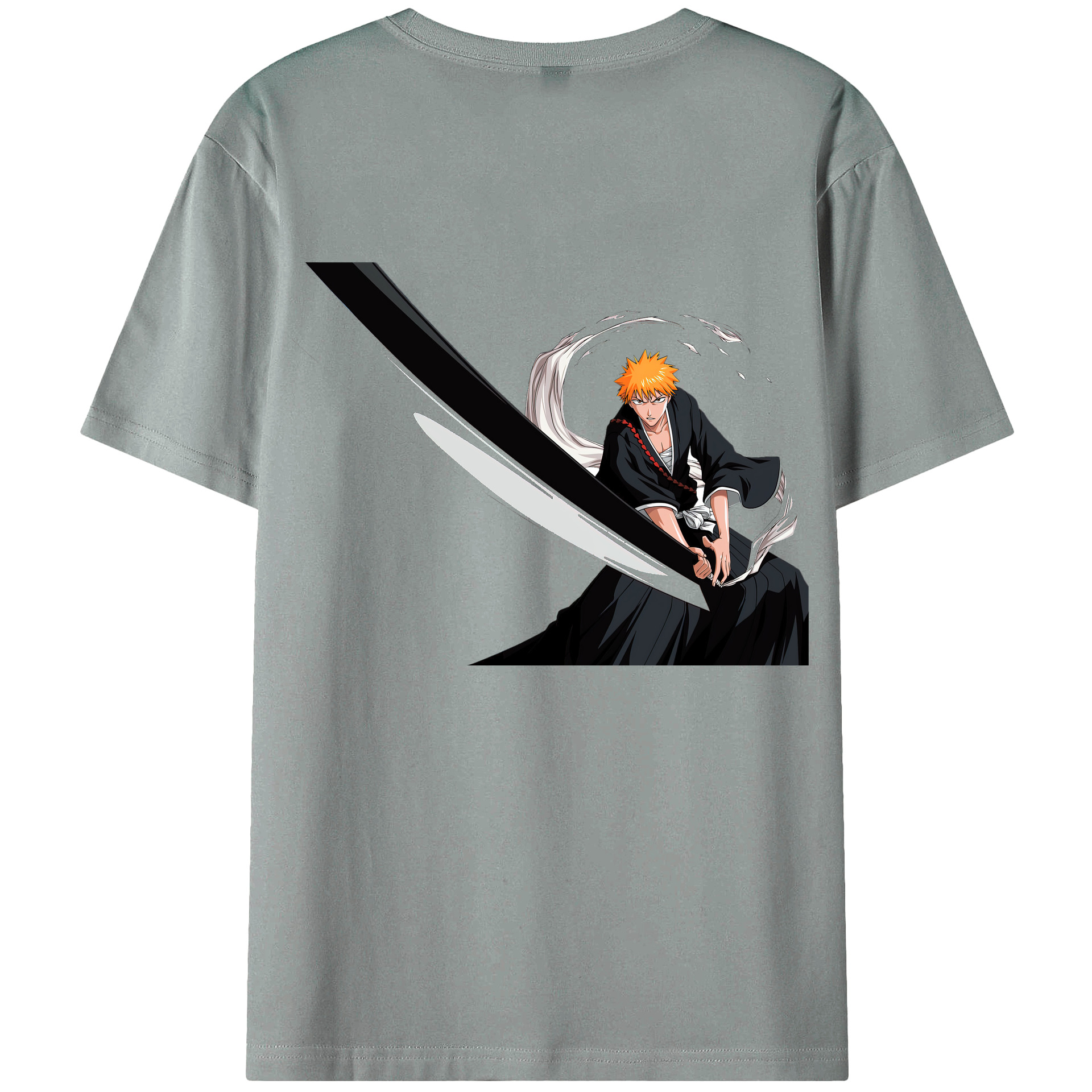 （画像用） ブリーチ 黒崎一護（くろさき いちご）BLEACH Kurosaki Ichigo 綿100％ メンズ半袖Tシャツ（バックプリント） 通気性